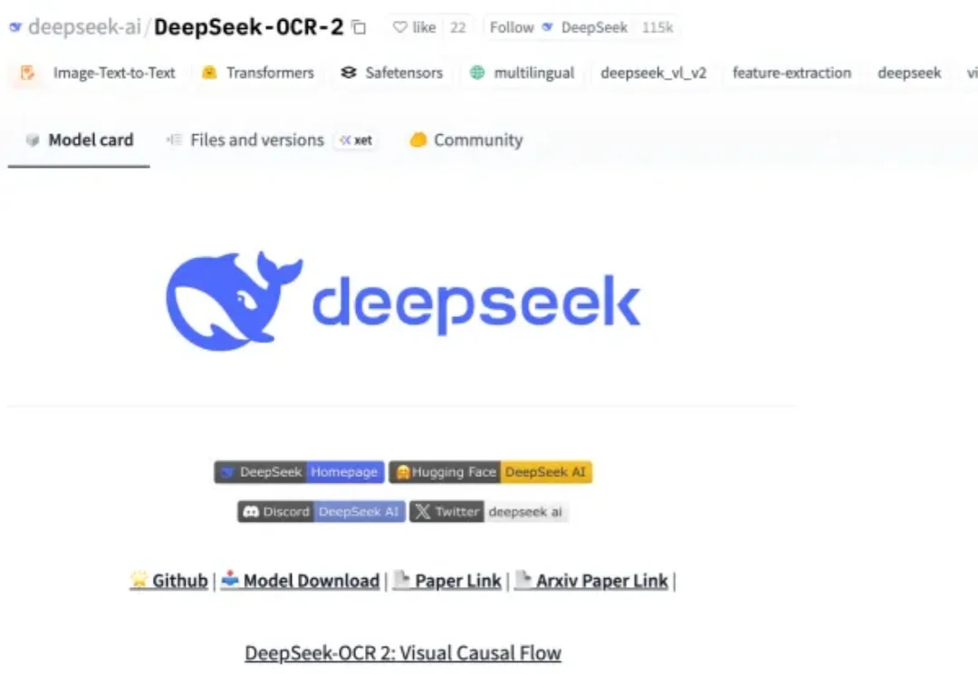 刚刚，DeepSeek又探索新架构了，开源OCR 2