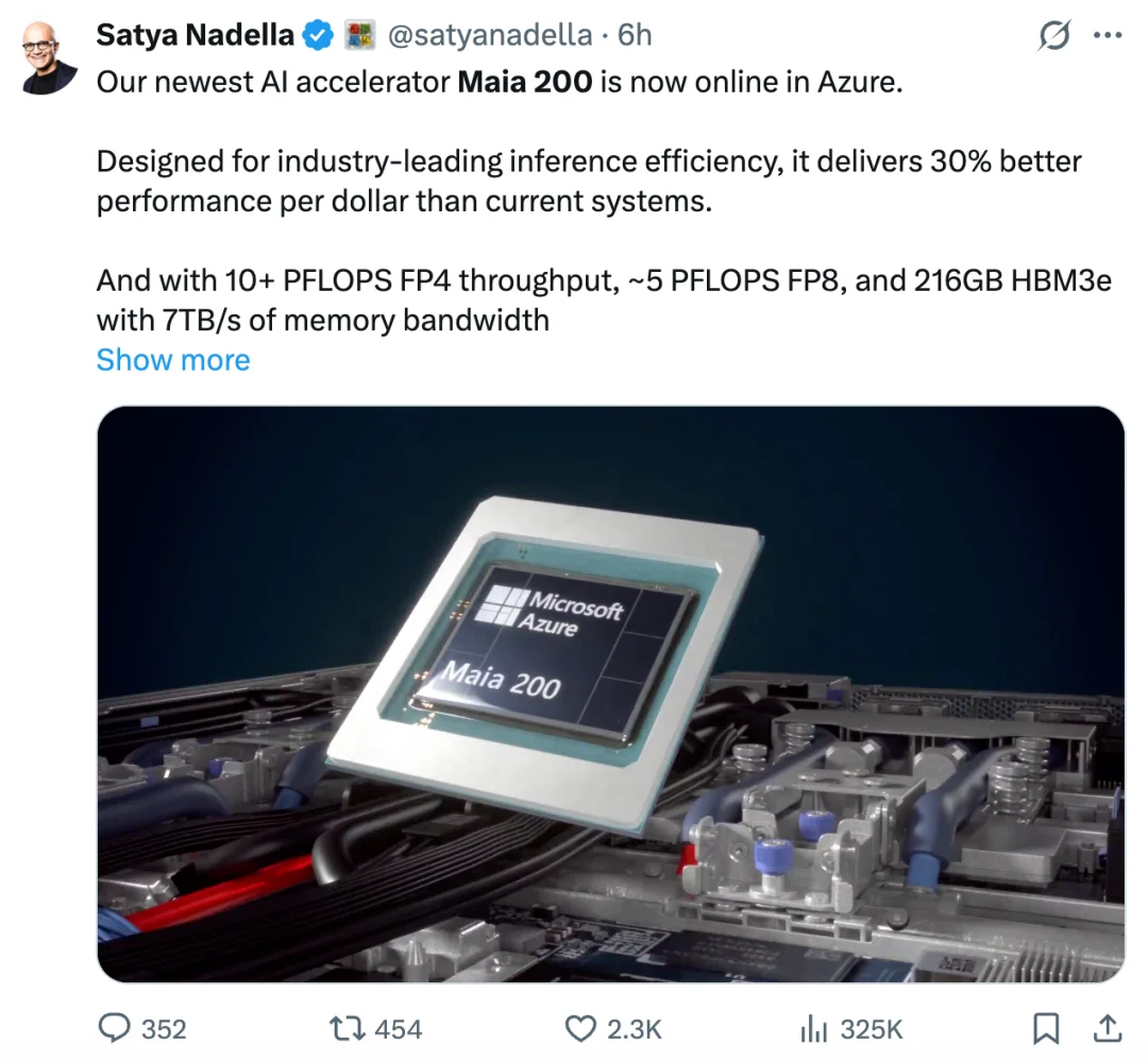 刚刚，微软全新一代自研AI芯片Maia 200问世