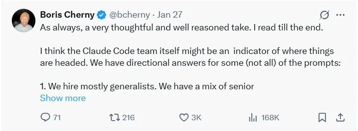 Karpathy：回不去了，被AI伤了自尊！自曝手写代码能力退化，公开与CC协作心得！马斯克：时代精神的总结！CC之父：不会出现垃圾代码末日