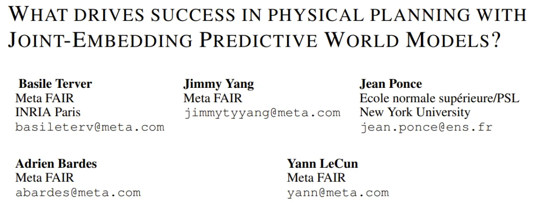 LeCun在Meta还有论文：JEPA物理规划的「终极指南」