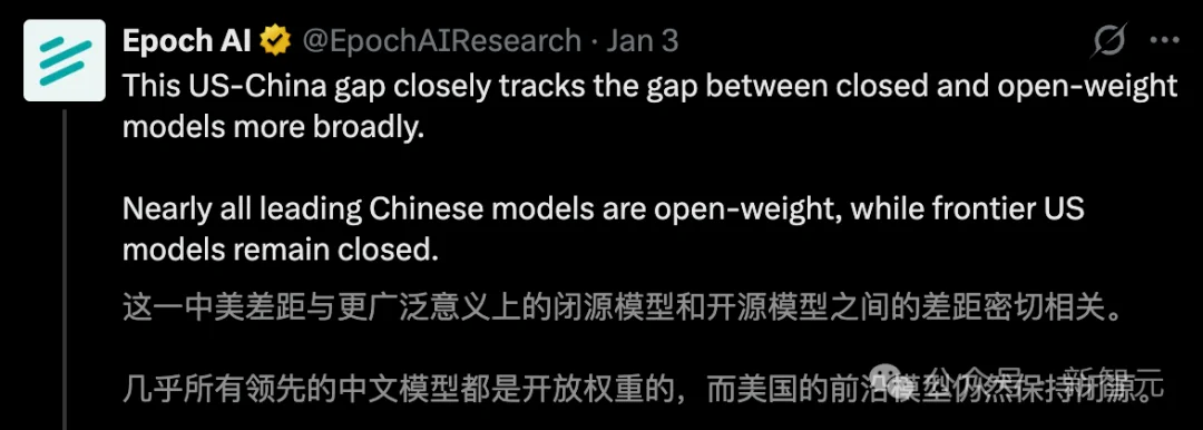 美国AI一骑绝尘,中国平均落后7个月!Epoch AI新报告出炉