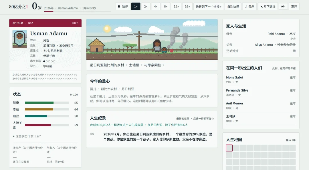 花4小时做出的爆款人生模拟器，172个国家随机投胎