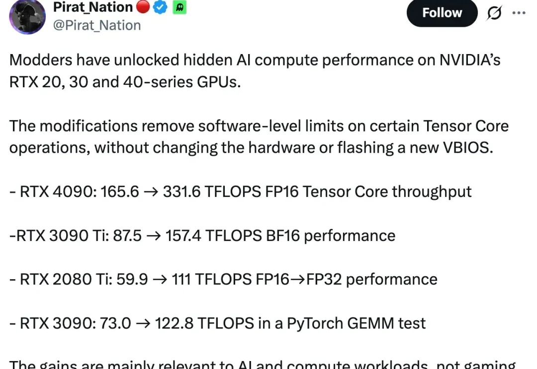 英伟达GPU隐藏算力被开源解锁！不改官方驱动，RTX 4090吞吐翻倍