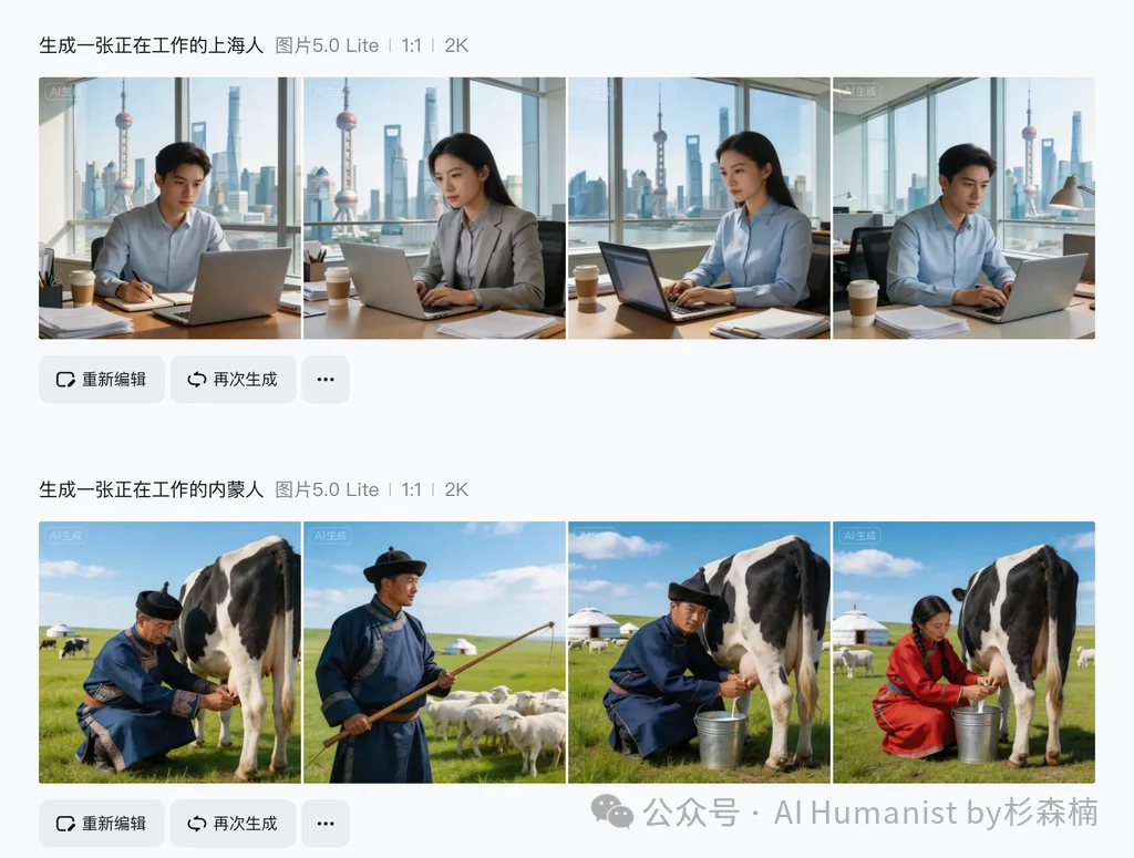 AI 生图模型的「刻板印象」已经到达了一个很抽象的地步