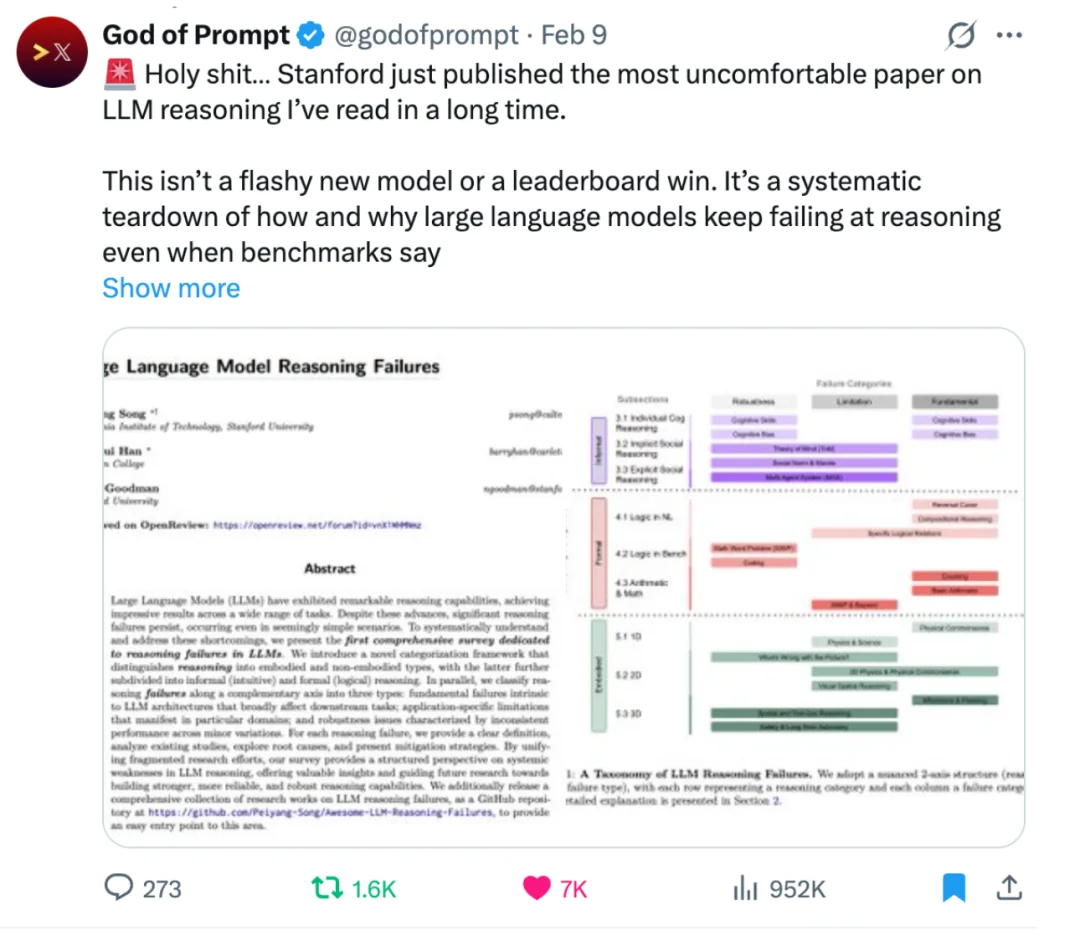 大语言模型真的会「推理」吗？一项系统性研究梳理 LLM 的结构性推理失败