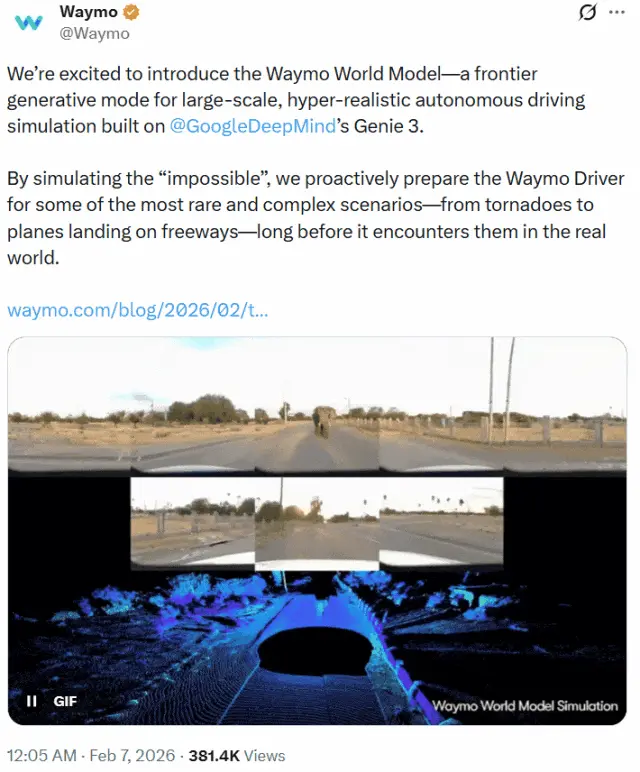 Waymo联手DeepMind打造世界模型：基于Genie 3，让自动驾驶「脑补」罕见场景
