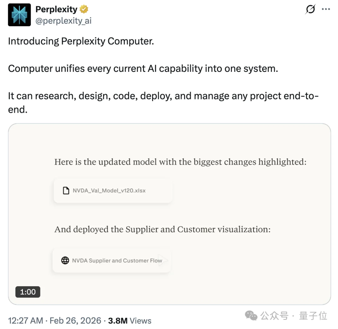 21万年费彭博终端机被AI复刻!Perplexity俩月憋出新“PC”:整合所有AI功能,以Opus为核心调度19个模型