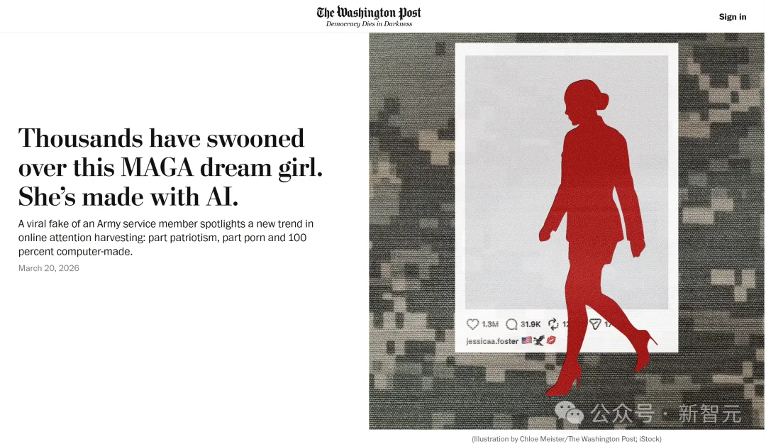 刚刚,AI「美军女神」骗穿美国!4个月吸粉100万,Meta连夜封杀