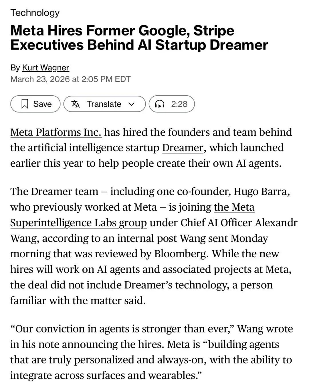 速递丨扎克伯格还在疯狂抢夺AI人才：收编估值5亿美元AI公司