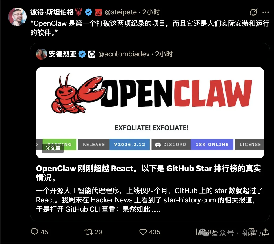 刚刚,OpenClaw登顶GitHub软件星标历史第一!已超越Linux