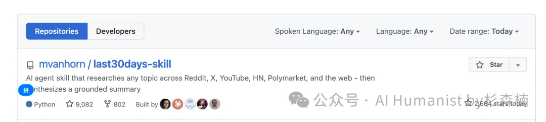 Last30Days：GitHub 一天狂涨 3000 星的「终局情报 Skill」，一文看懂如何配置