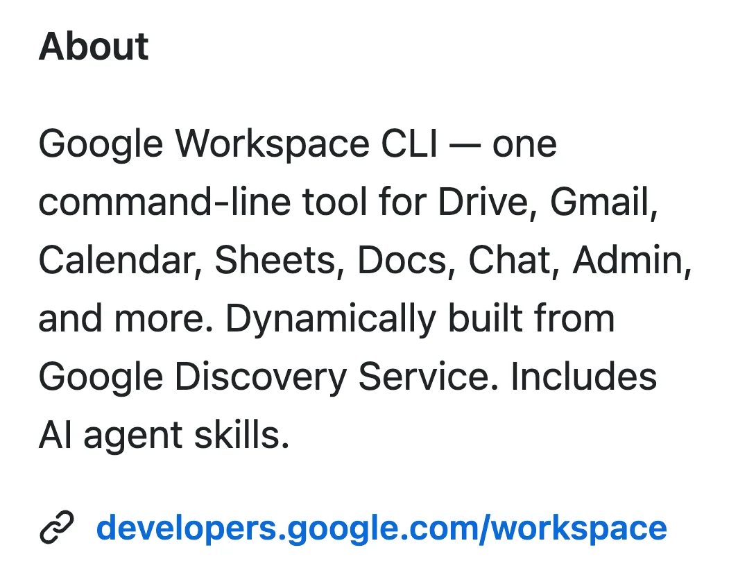 谷歌发布官方 CLI，可操作所有谷歌文档