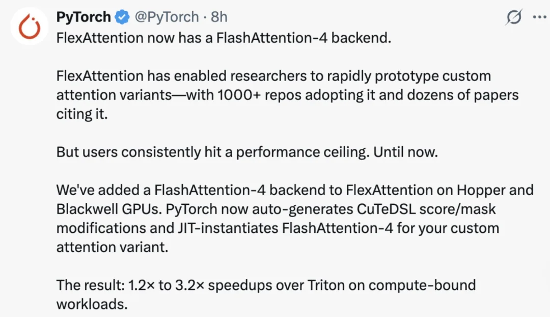 FlashAttention-4正式发布：算法流水线大改，矩阵乘法级速度