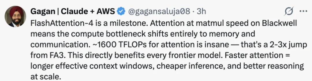 FlashAttention-4正式发布：算法流水线大改，矩阵乘法级速度