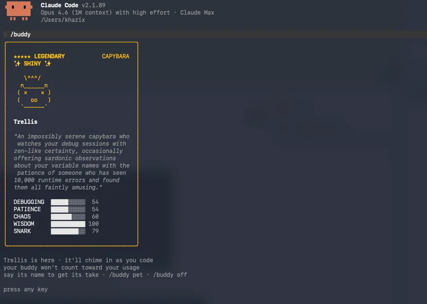 Claude Code宠物系统悄悄上线，我把白板刷成了金色传说。