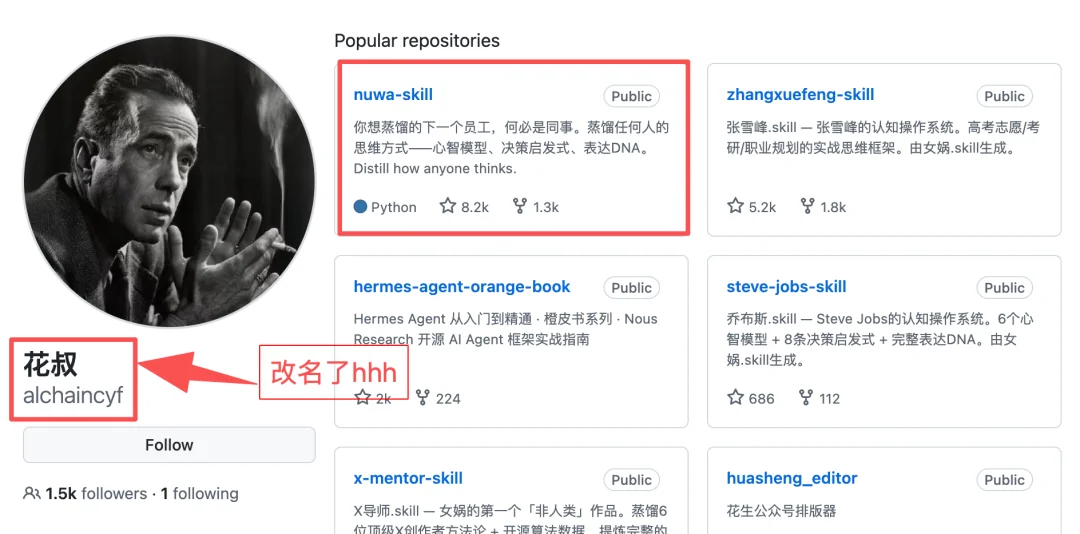 蒸馏万物成skill，B站UP花叔开源的「女娲.skill」，一周 8k star