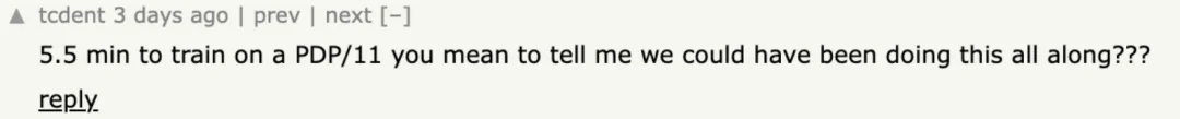 在一台1970年代的PDP-11上训练Transformer需要多久?答案是5.5分钟