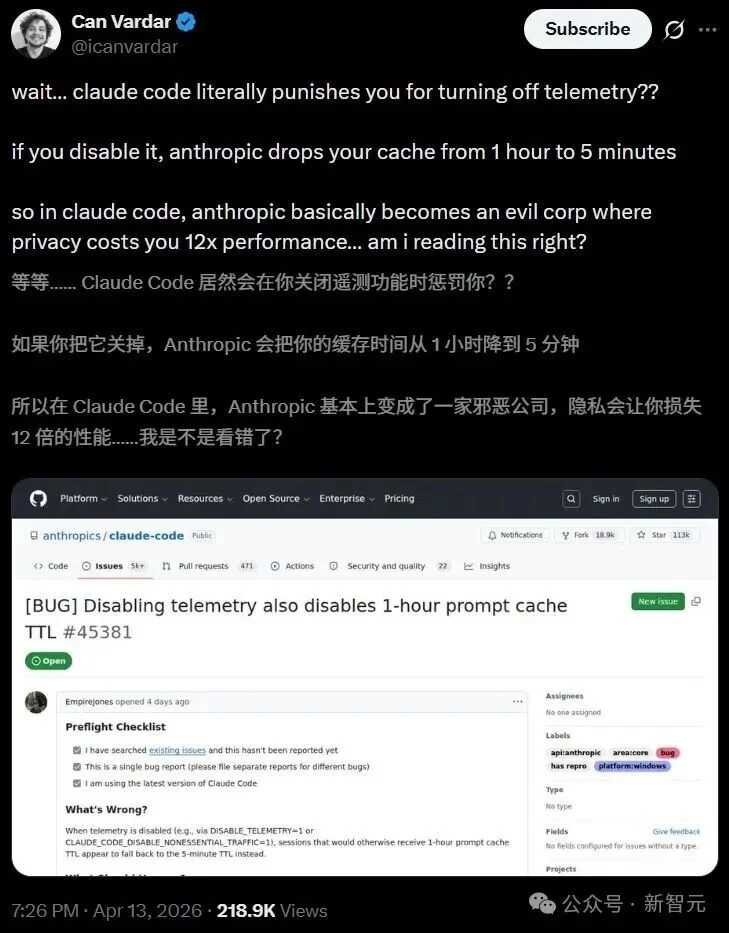 5分钟缓存清零，性能打1折！集体声讨Claude，CC之父紧急回应
