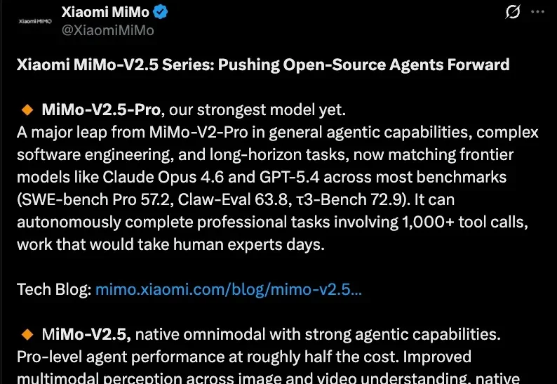 DeepSeek V4发布前，罗福莉亮剑！小米最强大模型MiMo-V2.5深夜突袭