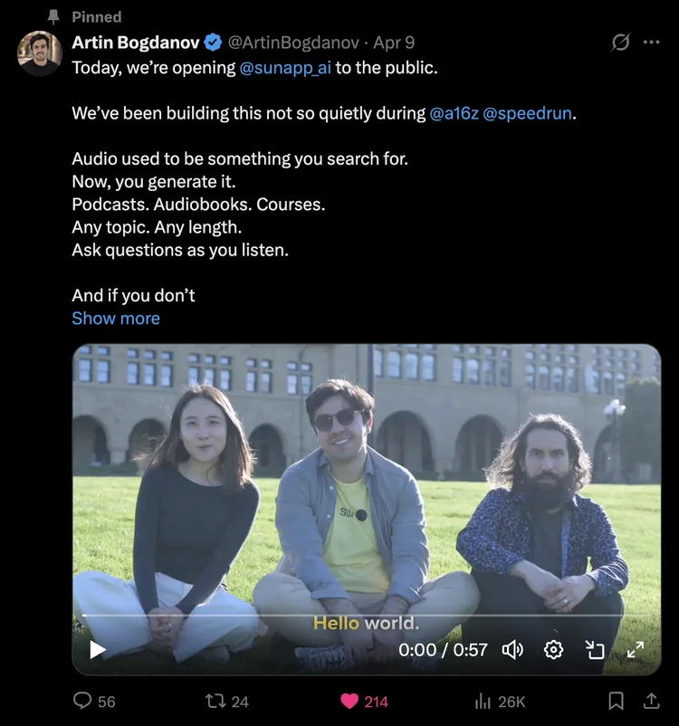 对话A16z Speedrun唯一语音AI公司Sun：屏幕没法给你真正的个性化，声音可以