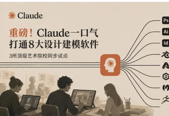 重磅！Claude一口气打通Adobe、Blender等8大设计建模创意软件，3所顶级艺术院校同步试点