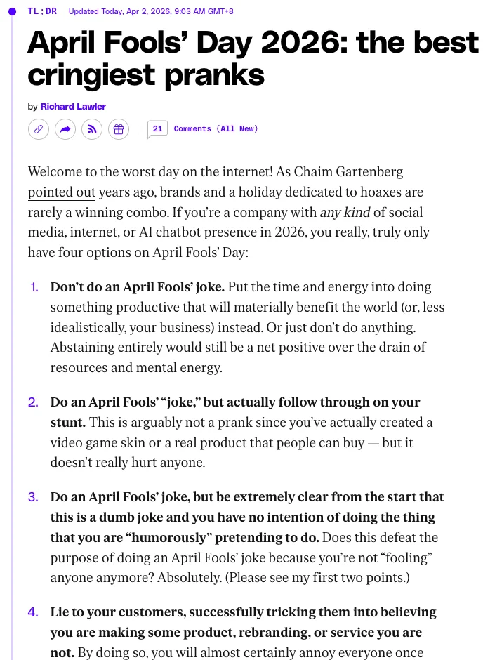 好笑吗？不好笑，AI 已经杀死了愚人节