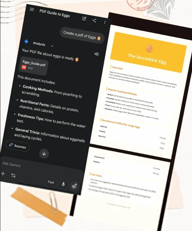 谷歌Gemini开启王炸模式：一句话直接生成PDF、Word、Excel，30多种不同格式文件，实用效率神器，改变游戏规则！