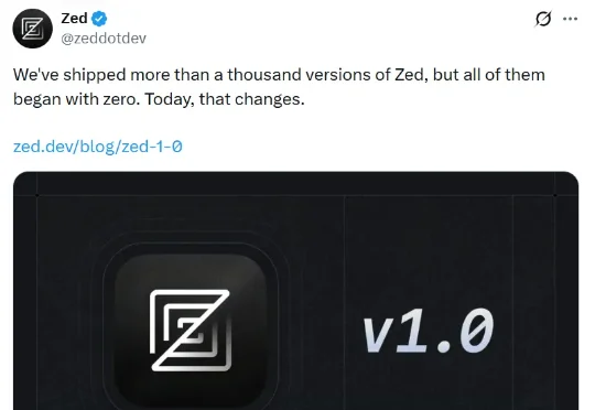 Zed 1.0上线即爆火！Atom 原班人马用 Rust 重塑AI编辑器，丝滑性能 + AI 原生，堪比游戏引擎！开发者：现在一点也不怀念 VS Code