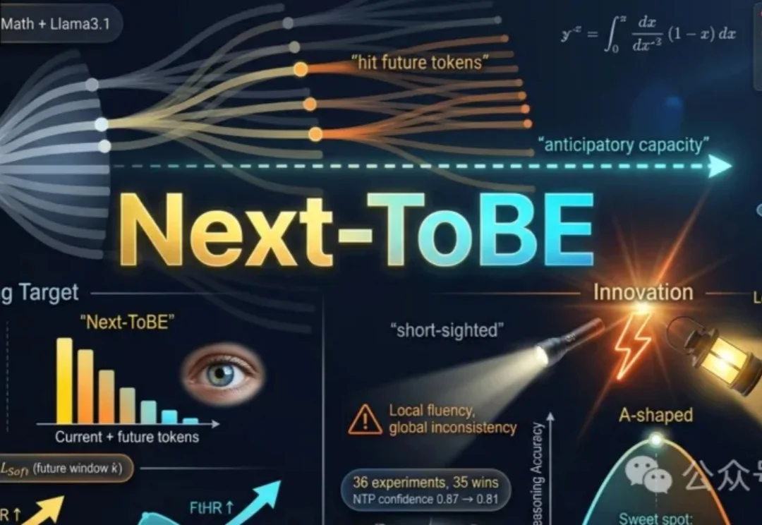 大模型自信且短视！Next-ToBE破除Next Token预测诅咒 | ICLR'26