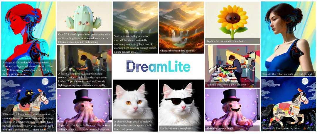 告别云端依赖！字节开源新作DreamLite让手机秒变 AI 画板