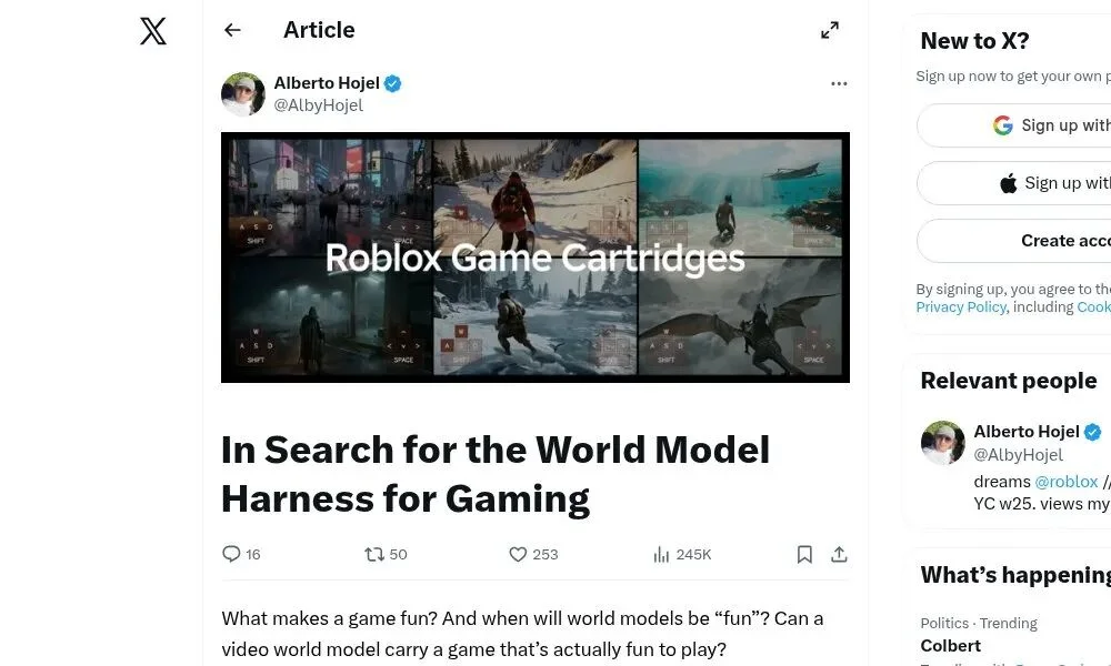 Roblox 的AI能实时生成任何游戏场景,但玩了才发现根本没有目标