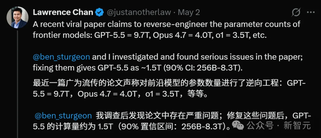 GPT-5.5参数有10T？病毒式论文刚刚被打假，实际缩水至1.5T