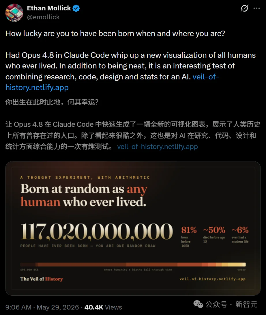 Opus 4.8连夜算尽1170亿人命运，一句话敲出人类投胎模拟器！