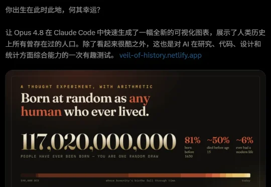Opus 4.8连夜算尽1170亿人命运，一句话敲出人类投胎模拟器！