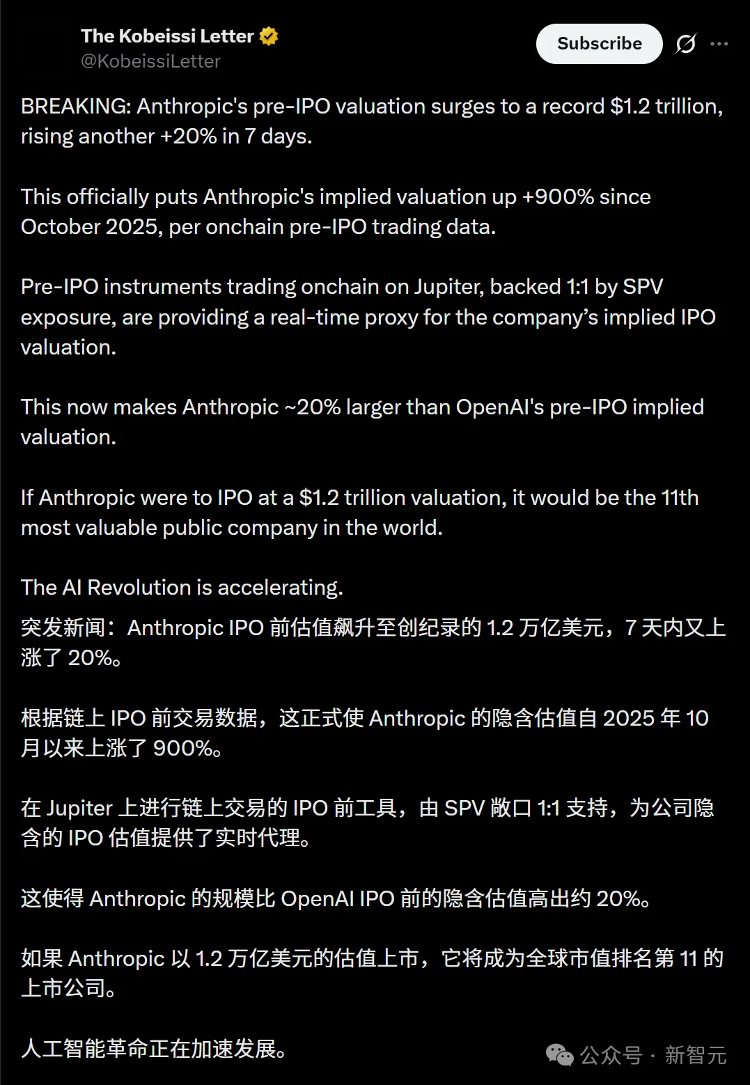 全球AI新王诞生！Anthropic估值冲爆1.2万亿，首次反超OpenAI