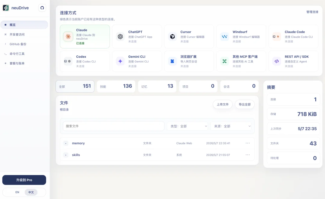 开源个 Agent 用的网盘，让 Skill 跨设备同步