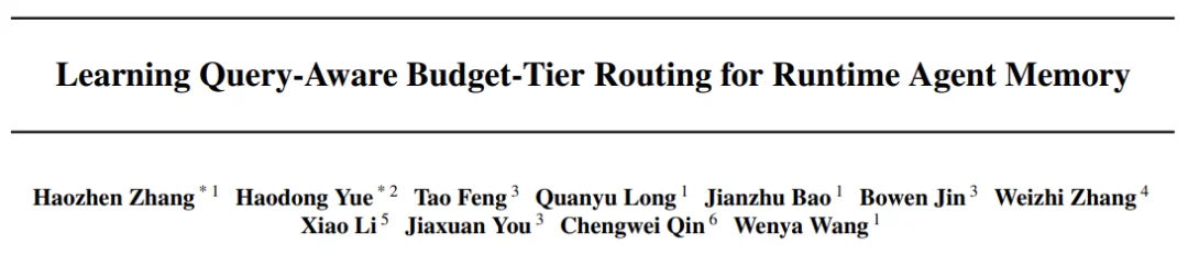 BudgetMem：给Runtime Agent Memory装上「预算路由器」，让记忆系统学会按需分配运行成本