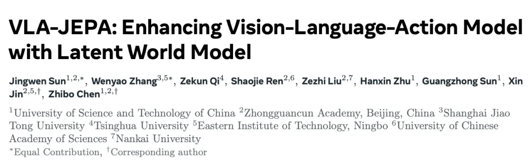 LeCun、谢赛宁转发的世界模型与VLA共融方案：中关村学院ECCV2026—VLA-JEPA