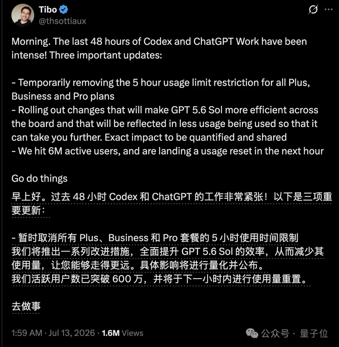 全球开发者狂喜！Codex移除5小时限制，Fable 5订阅再延7天，有人烧token烧到住院