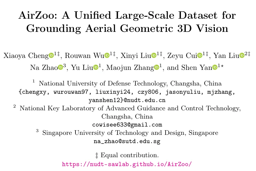 ECCV 2026｜把全球3D地图变成无人机训练场，国防科大AirZoo构建航拍几何3D视觉统一基准