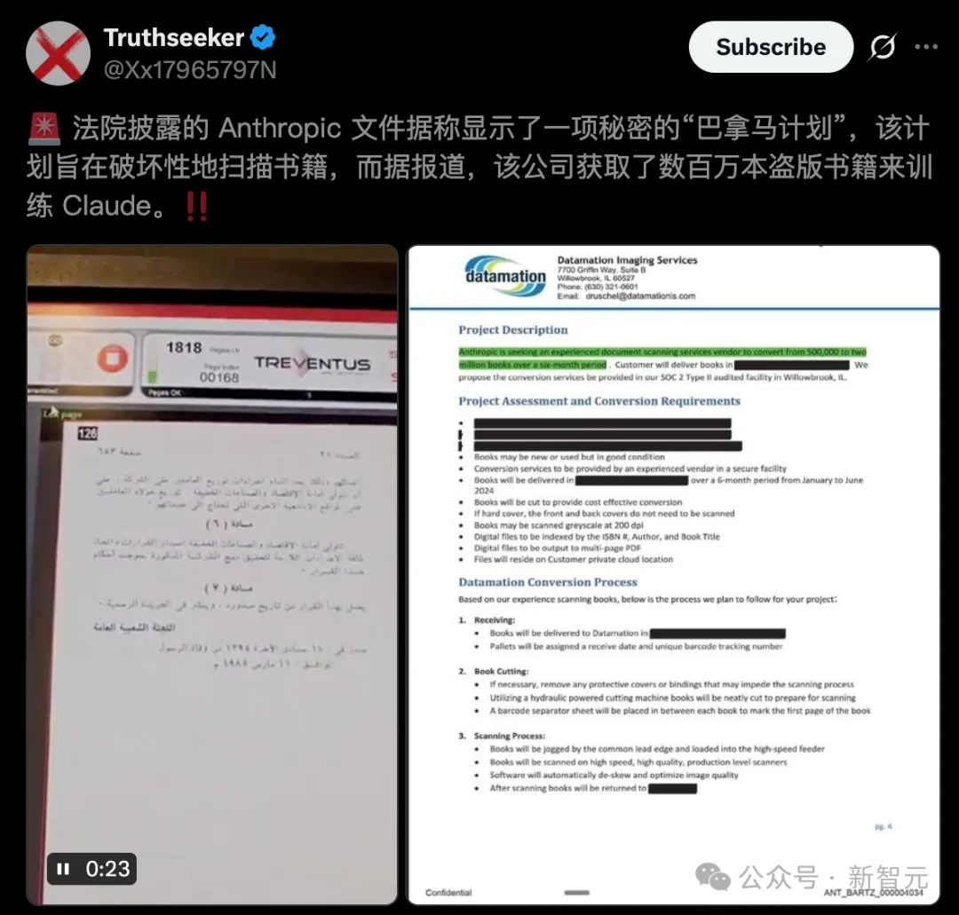 Anthropic「巴拿马计划」曝光!数百万旧书被切脊喂给ASI