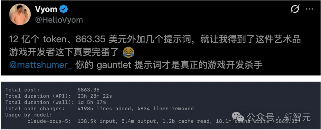 Opus 5一夜手搓3A级游戏，狂烧6.9亿Token！
