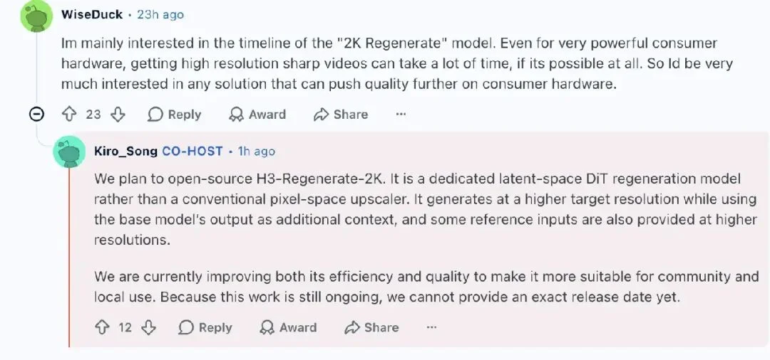 MiniMax H3 团队 Reddit 上回应一切:2K 要开源,图像模型在路上,Apache 2.0 也在考虑了