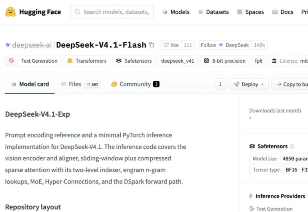 DeepSeek V4.1 Flash 开源：全新架构