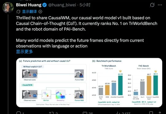把「因果思维链」焊进世界模型，它凭什么登顶？