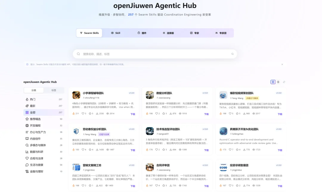 Agent版Hugging Face来了,openJiuwen发布首个开源智能体资产平台