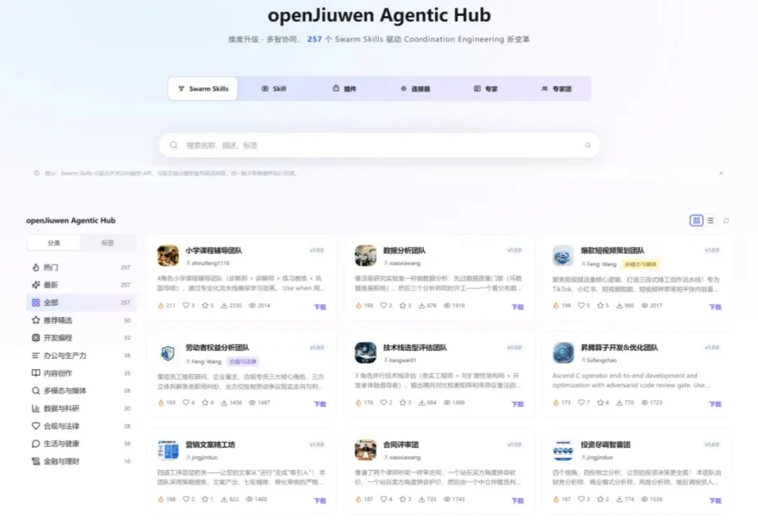 Agent版Hugging Face来了，openJiuwen发布首个开源智能体资产平台