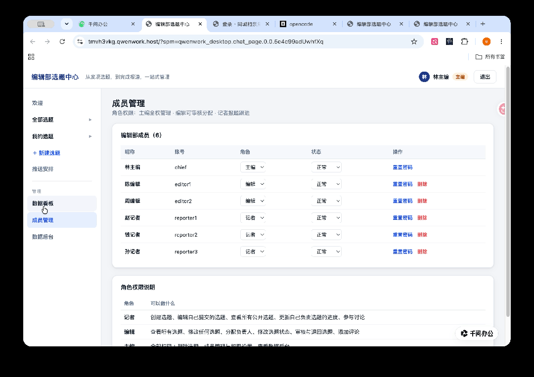 实测千问办公“多人工作台”：开发编辑部系统，一句话搭建百人线上“相亲角”