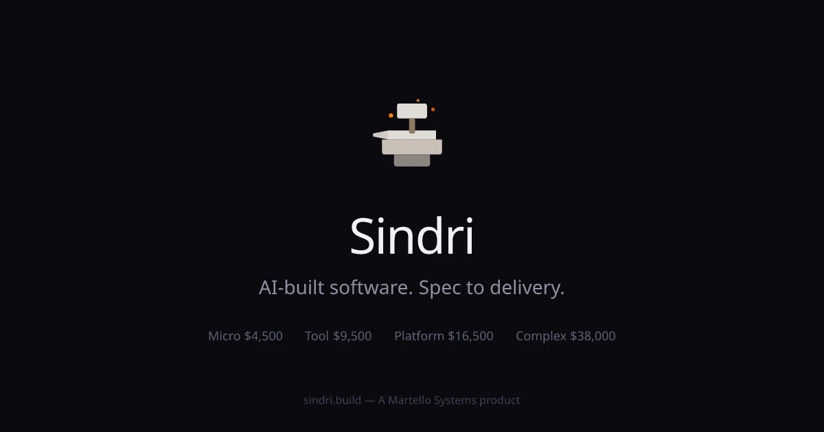 Sindri - Software, spec to delivery